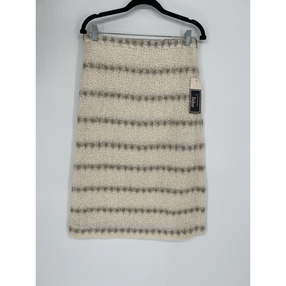 Vintage Dalton Knit Cream Custom Apparel Skirt‎ Abstract Stripes Midi Size 8